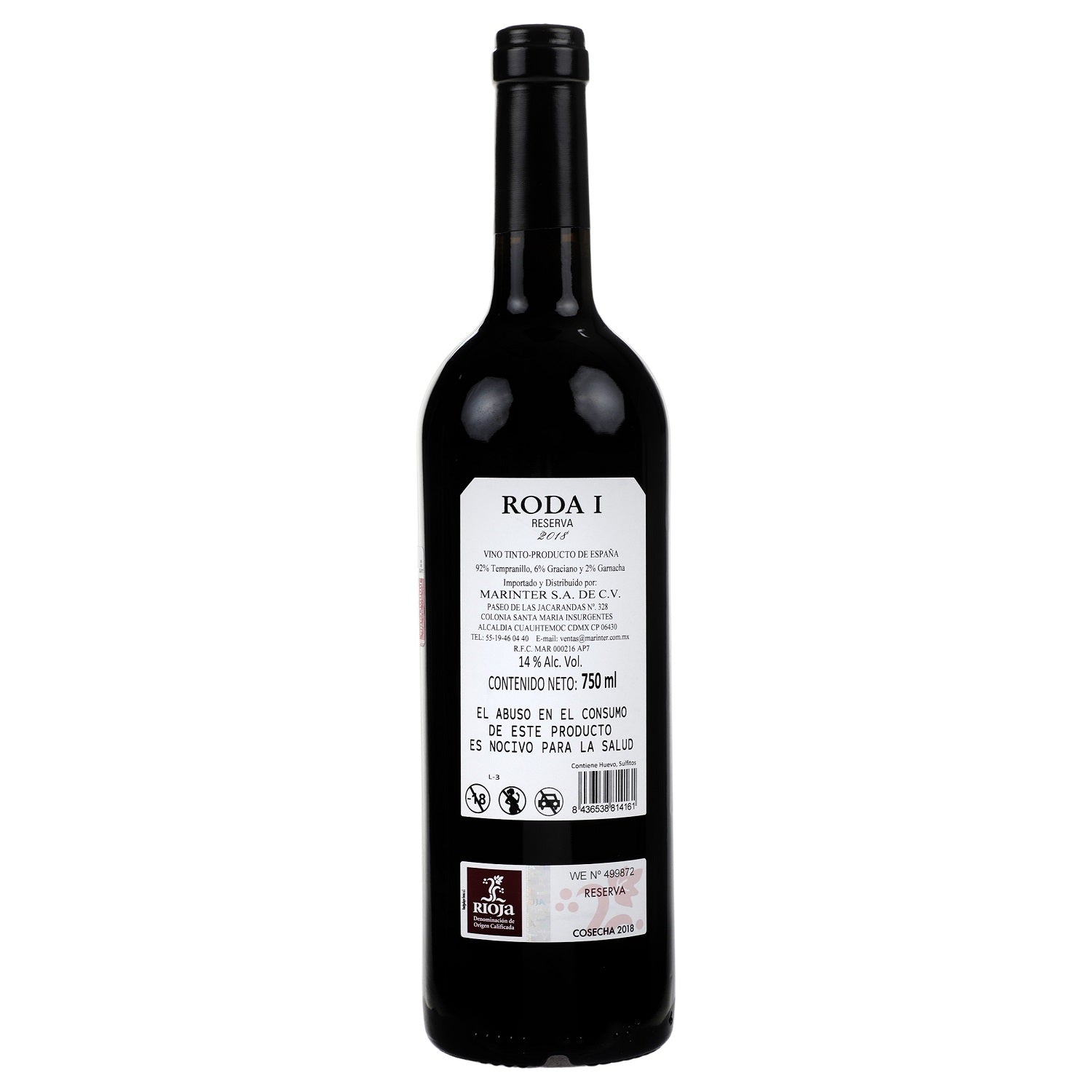 Vino Tinto Roda I Reserva 2018 de 750 ml- España