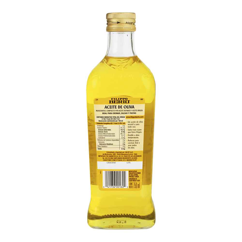 Aceite de Oliva -  Filippo Berio 100% Puro 750 ml - Italia