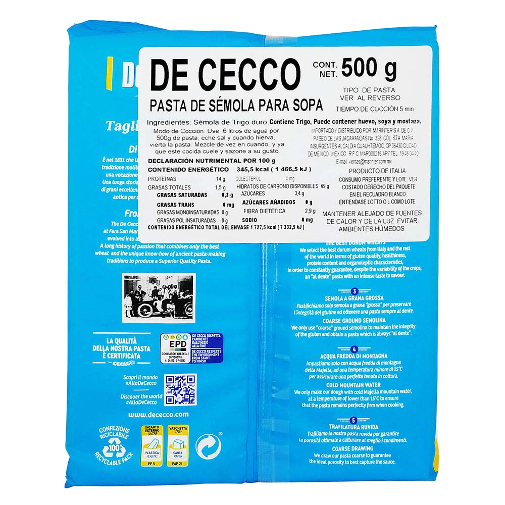 De Cecco - Pasta Nidi Tagliatelle de 500 g - Italia