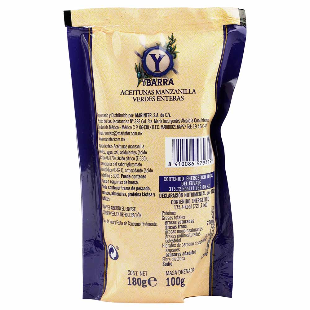 Aceitunas - YBarra con Hueso Doy Pack - 180 g - España