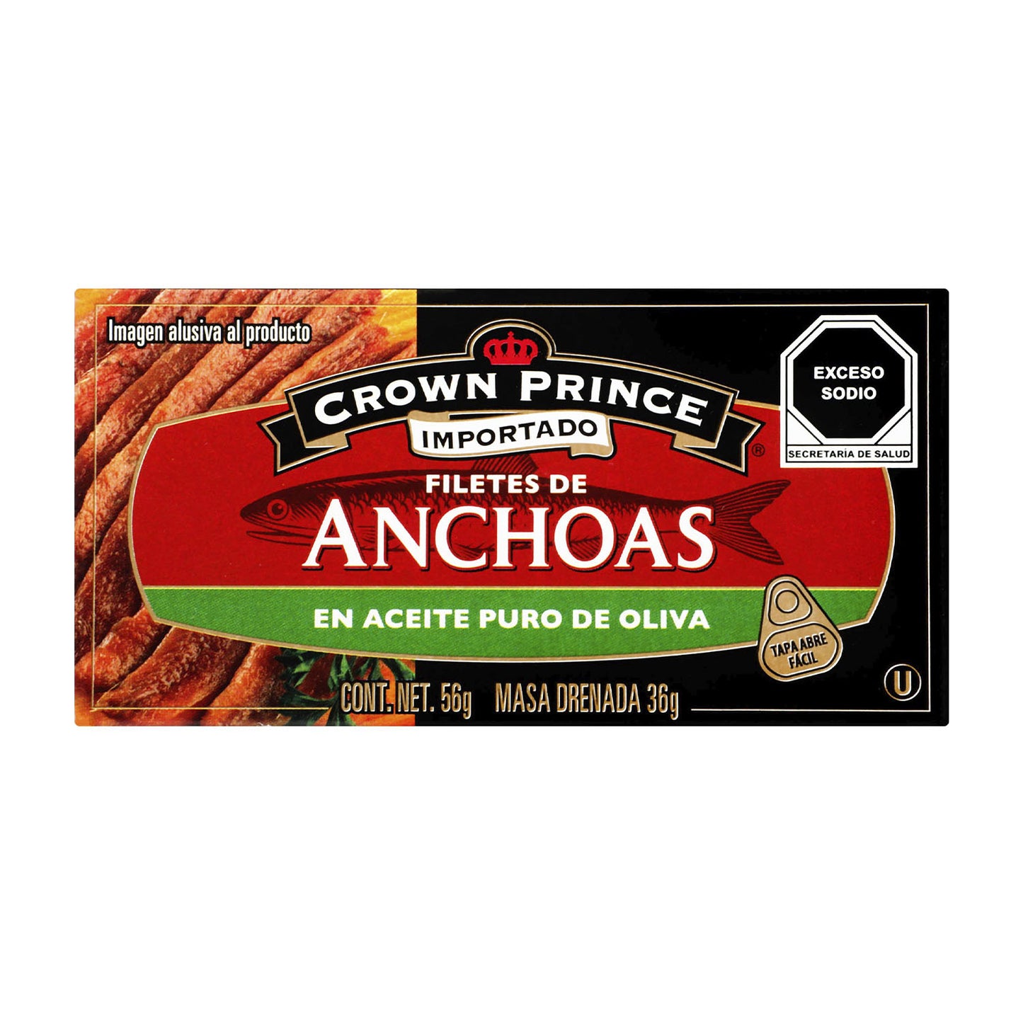 Crown Prince - Filete de Anchoas en Aceite Puro Oliva 56 gr - Estados Unidos
