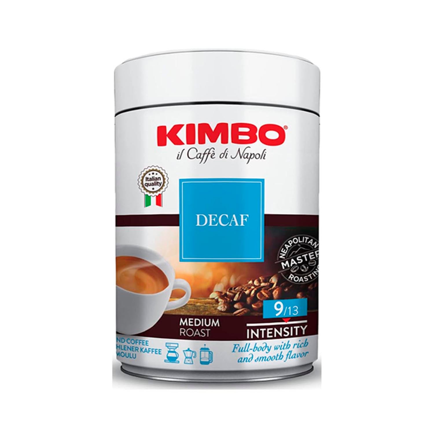 Café Kimbo Tostado y Molido Descafeinado Lata de 250 g - Italia