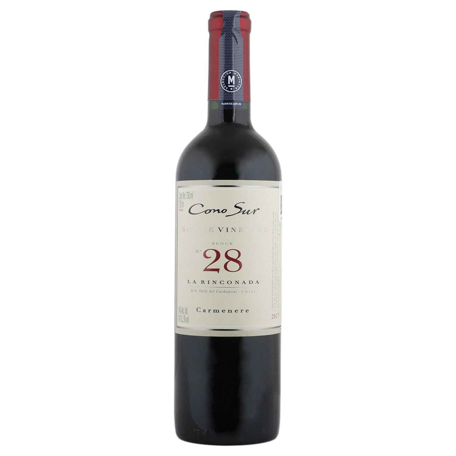 Vino Tinto - Cono Sur - Single Vineyard Carmenere de 750 ml - Chile