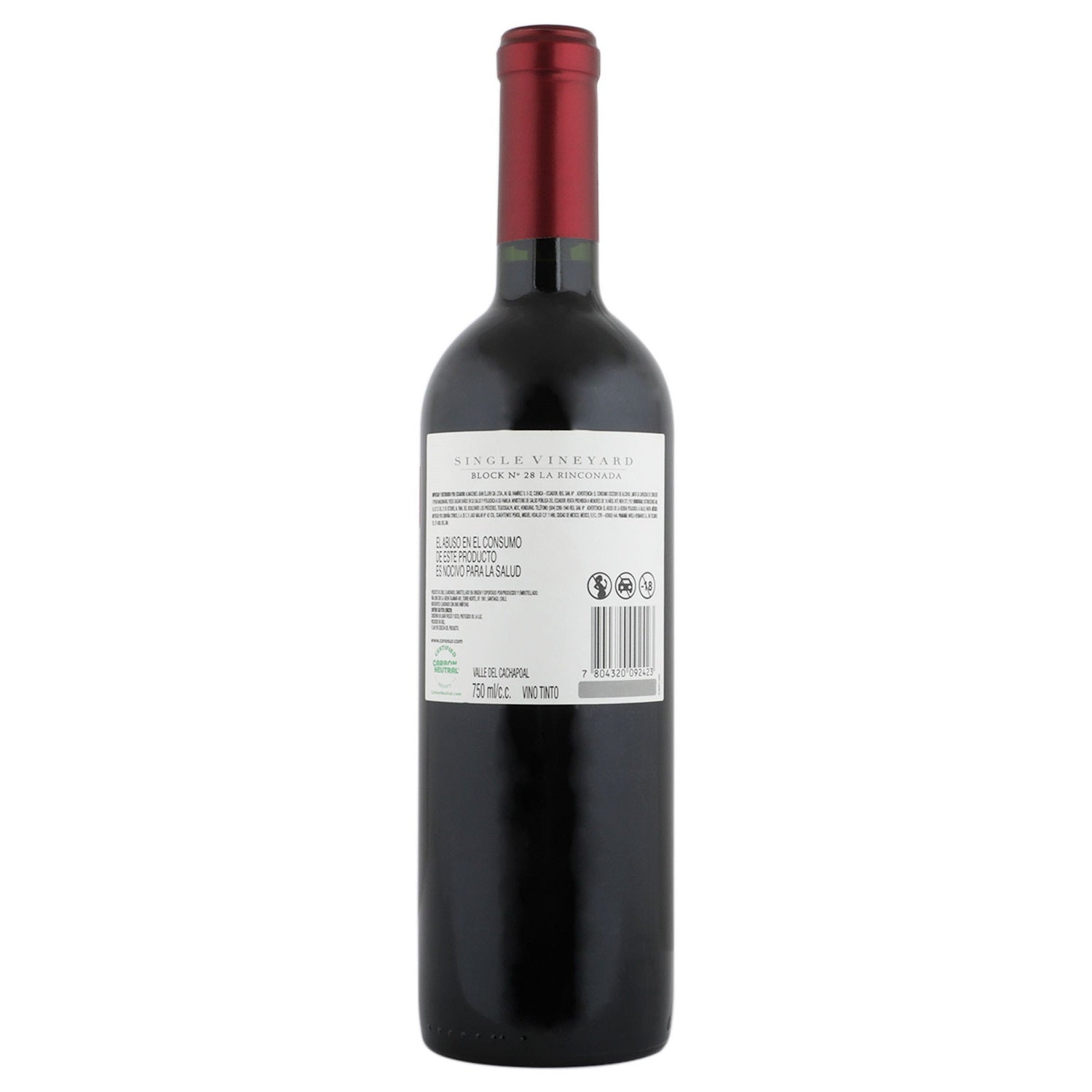 Vino Tinto - Cono Sur - Single Vineyard Carmenere de 750 ml - Chile