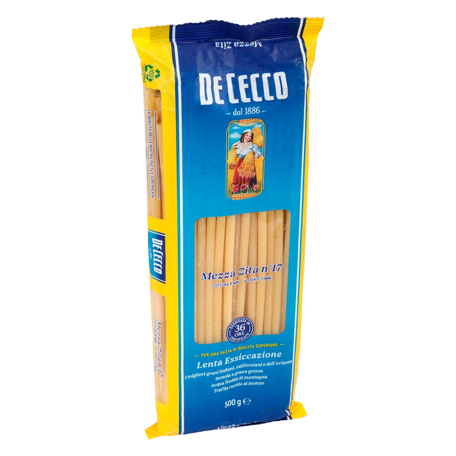 Pasta - De Cecco Mezza Zita De Sémola 500 gr - Italia
