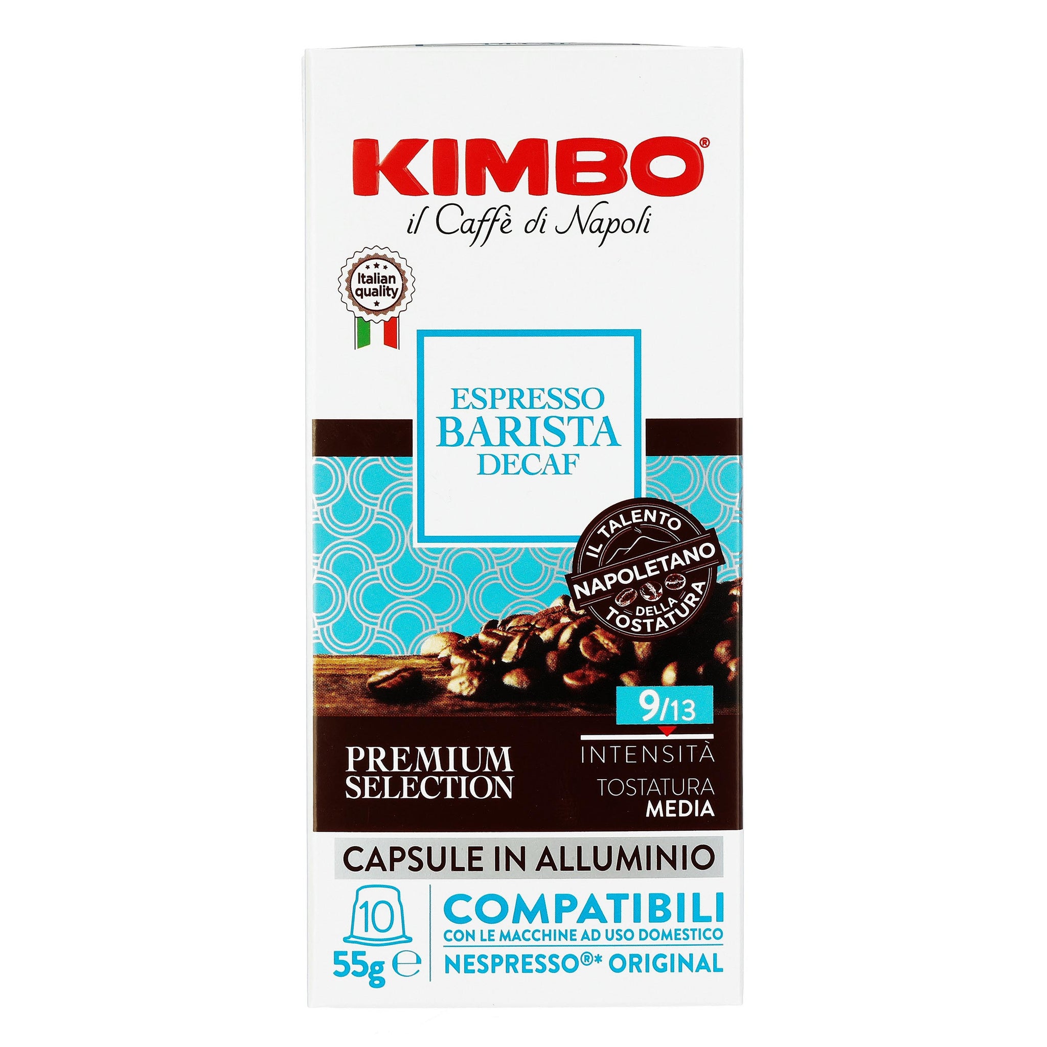 Café Kimbo Descafeinado - Paquete con 10 Capsulas 55 g - Italia