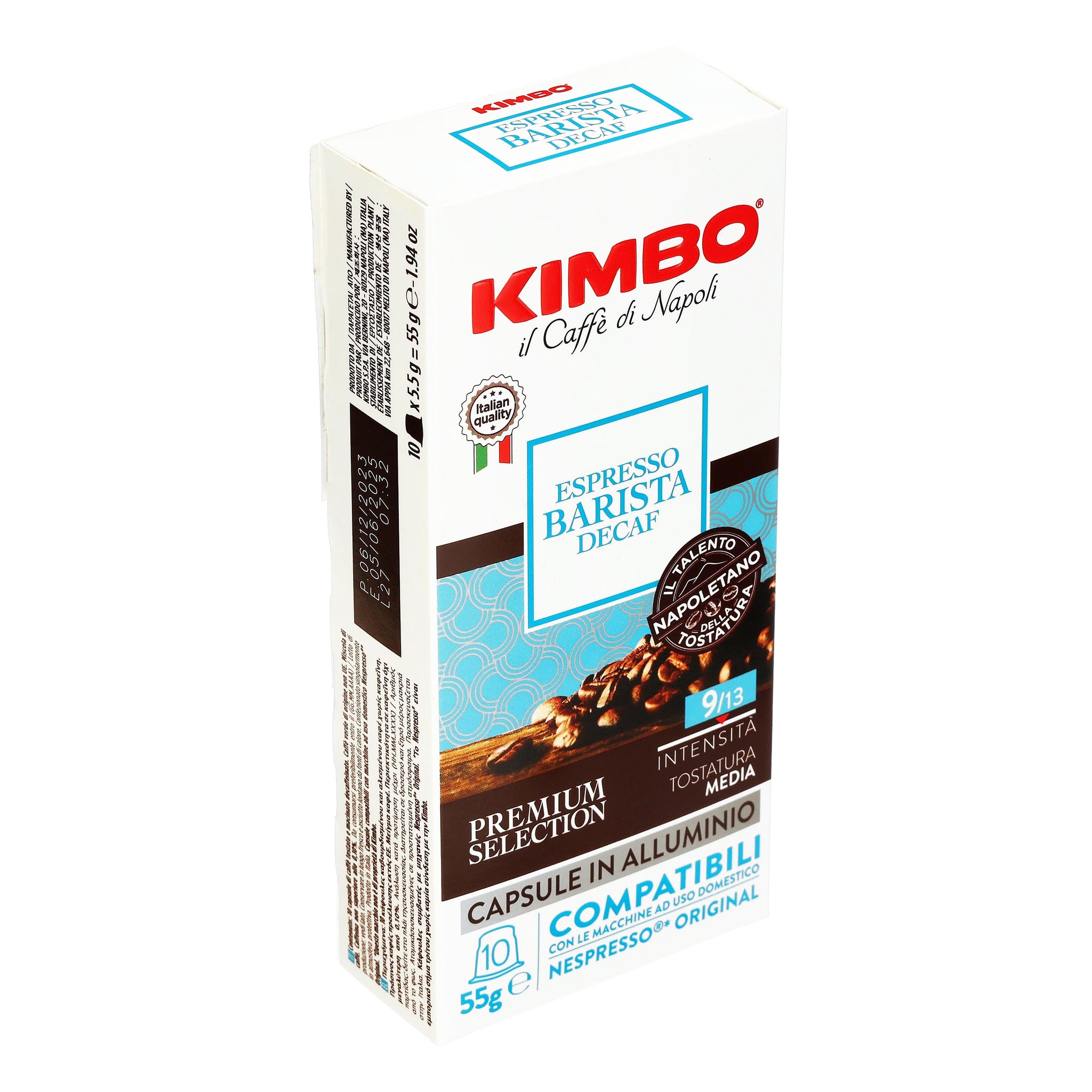 Café Kimbo Descafeinado - Paquete con 10 Capsulas 55 g - Italia
