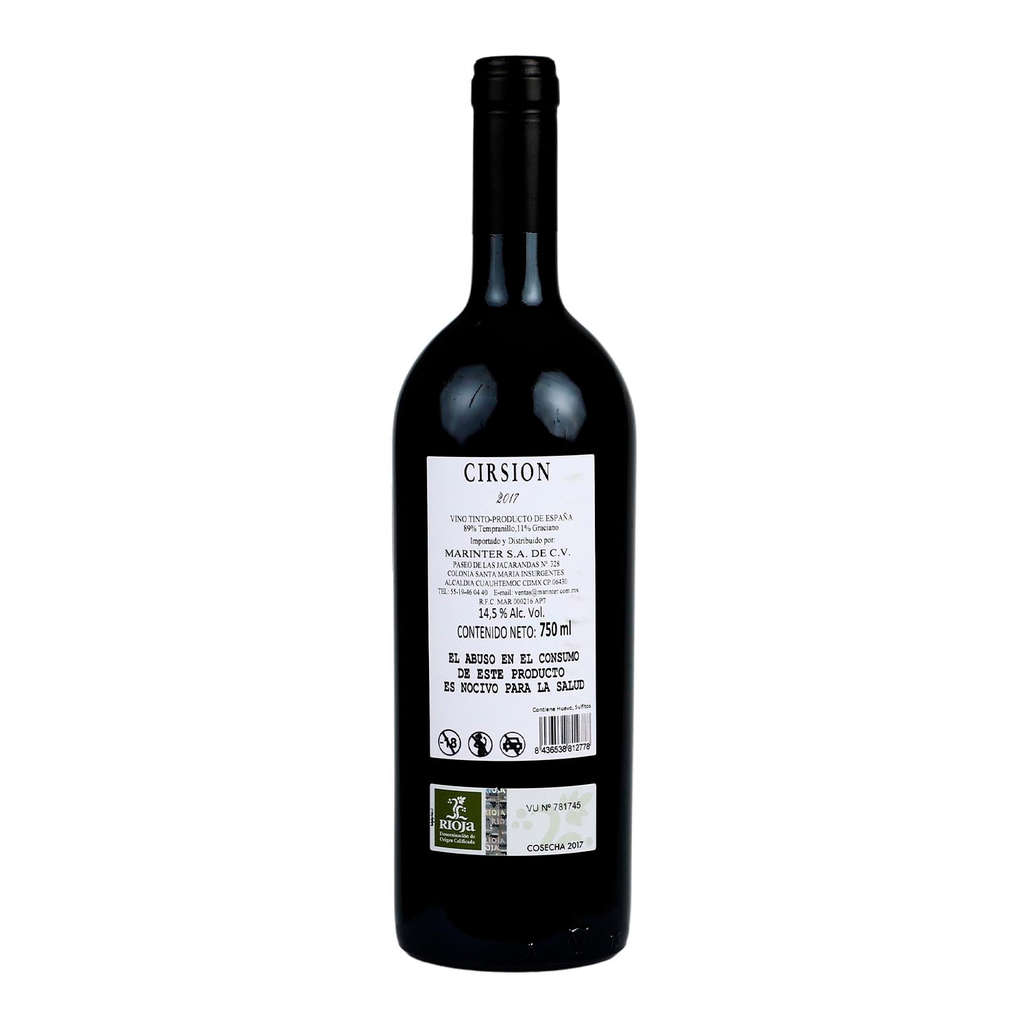 Vino Tinto Cirsion 2017 de 750 ml