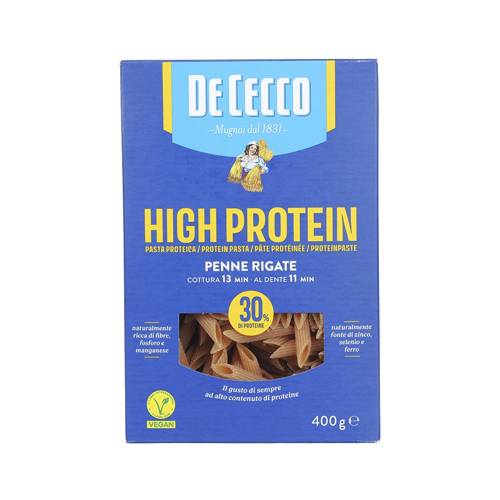 Pasta De Cecco Alta Proteina Penne Rigate de 400g - Italia