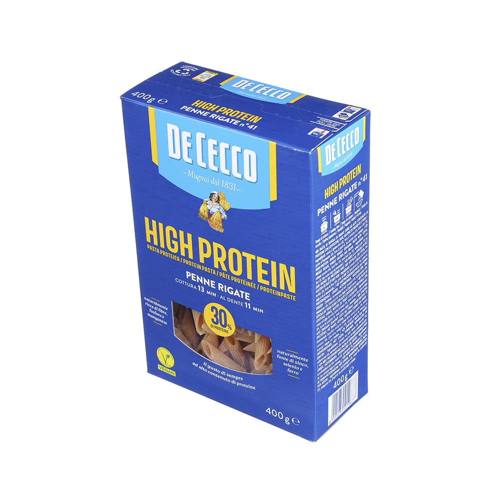 Pasta De Cecco Alta Proteina Penne Rigate de 400g - Italia