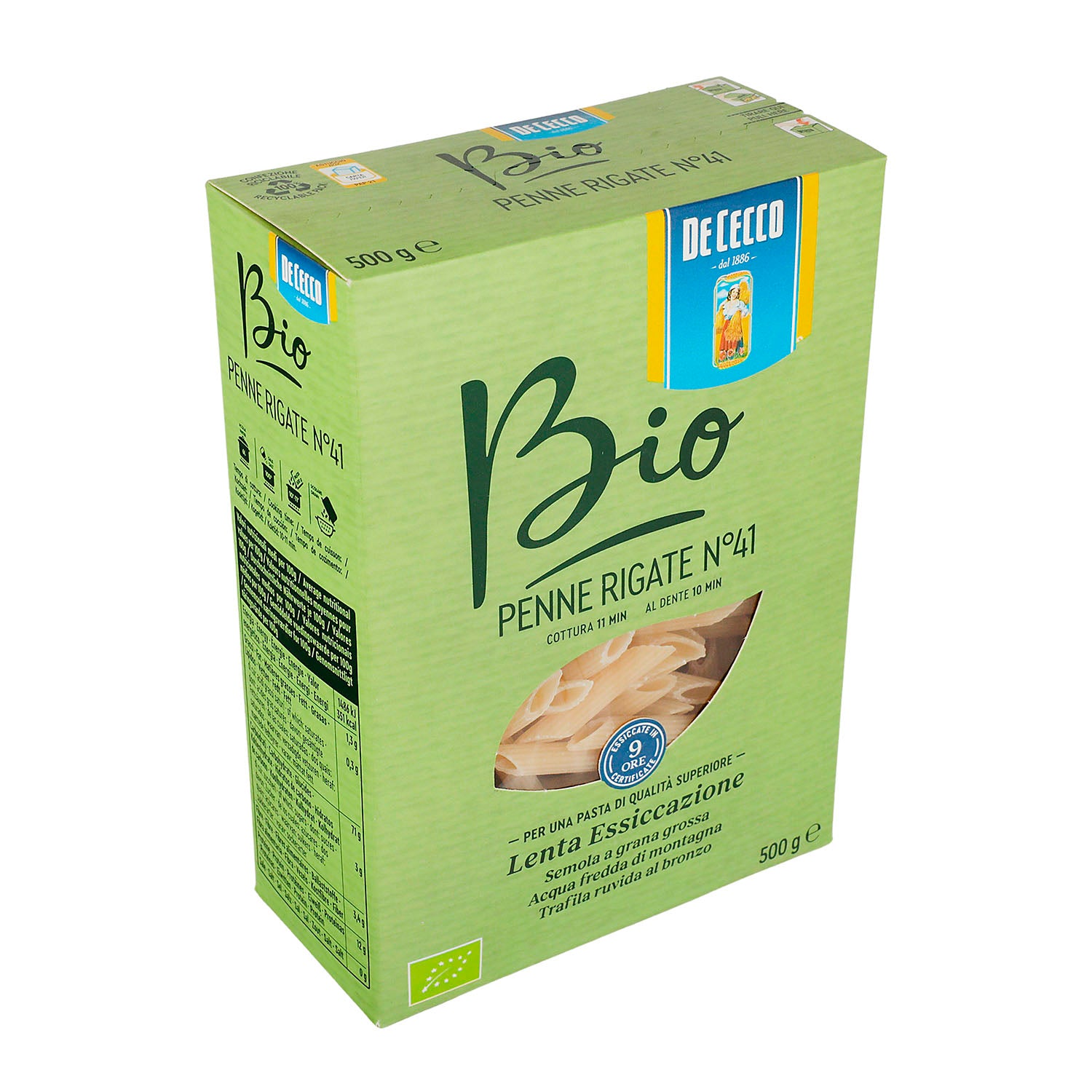 De Cecco - Pasta Bio  Penne Rigate  de Sémola - 500 g