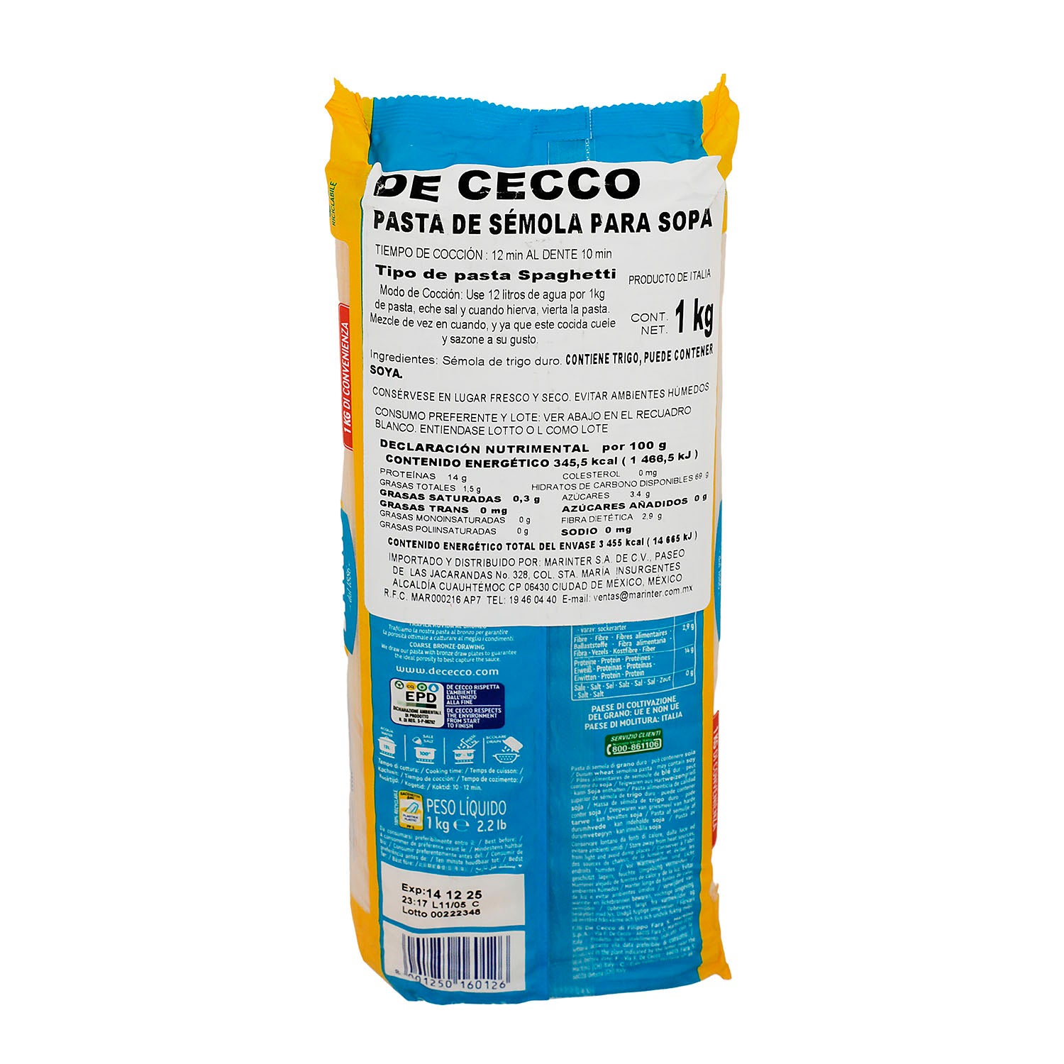 Pasta - De Cecco Spaghetti De Sémola de 1000 g - Italia