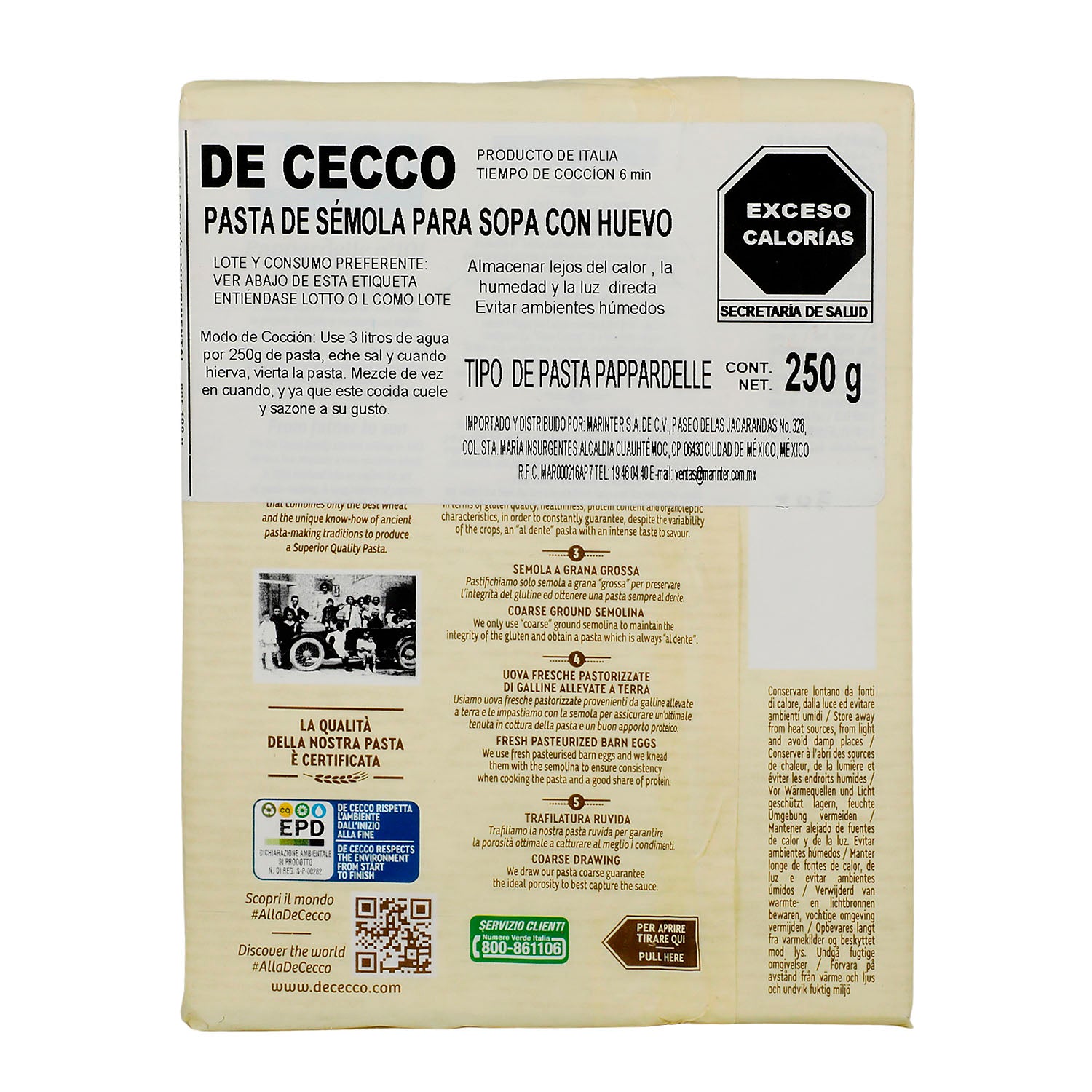 Pasta - De Cecco Papardelle Con Huevo 250 gr - Italia