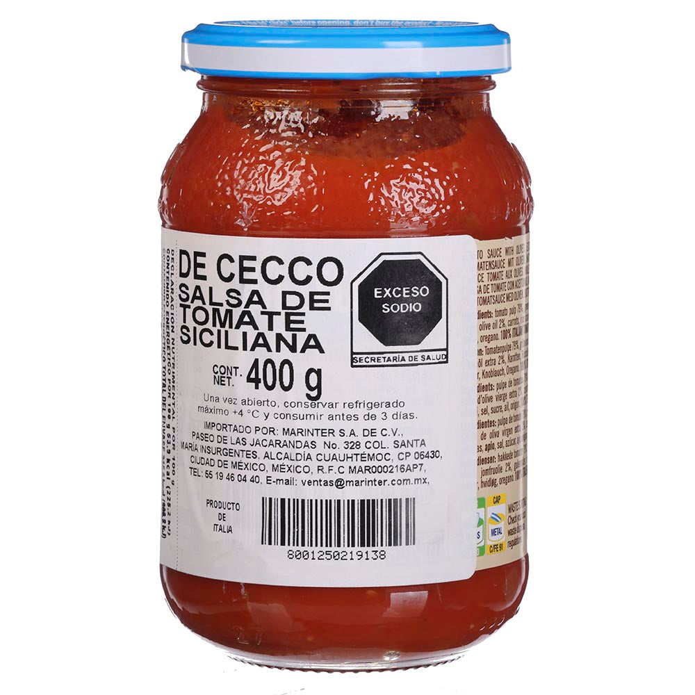 Salsa de Tomate De Cecco a la Siciliana de 400 g - Italia