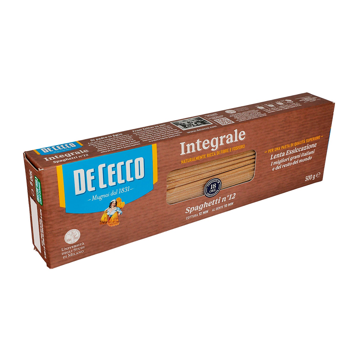 Pasta - De Cecco Spaghetti Integral 500 gr - Italia