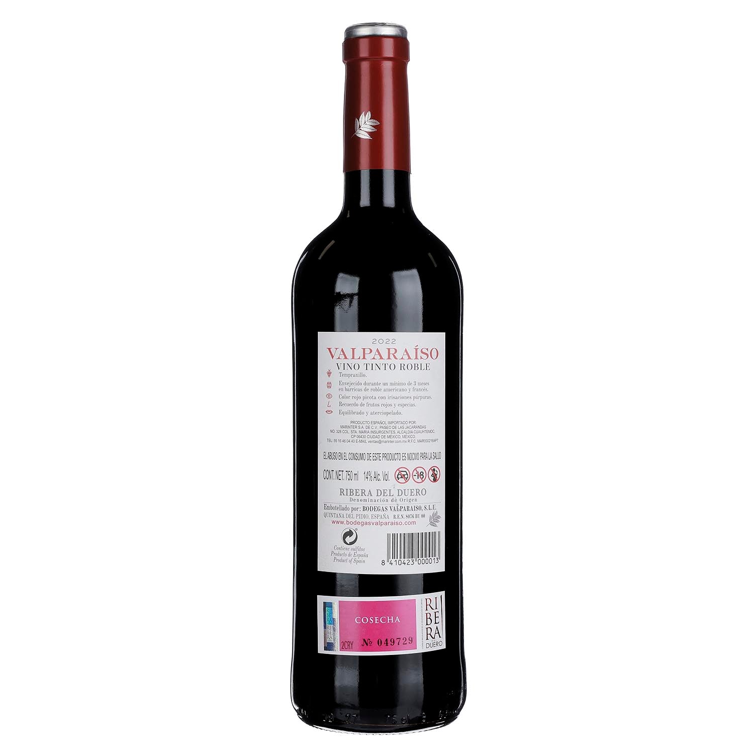 Vino Tinto - Marques de Valparaíso Roble de 750 ml - España
