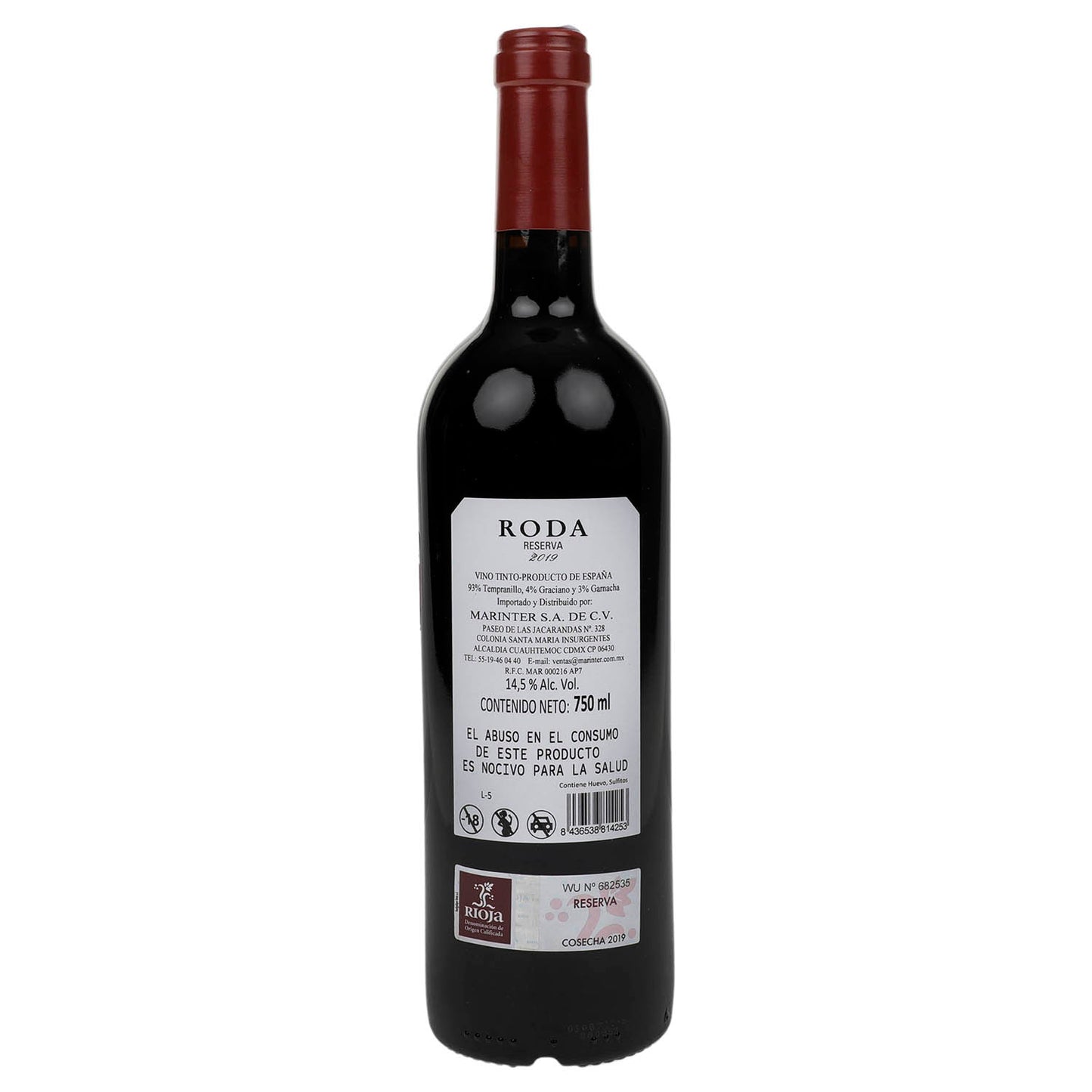 Vino Tinto - Roda Reserva 2019 de 750 ml - España