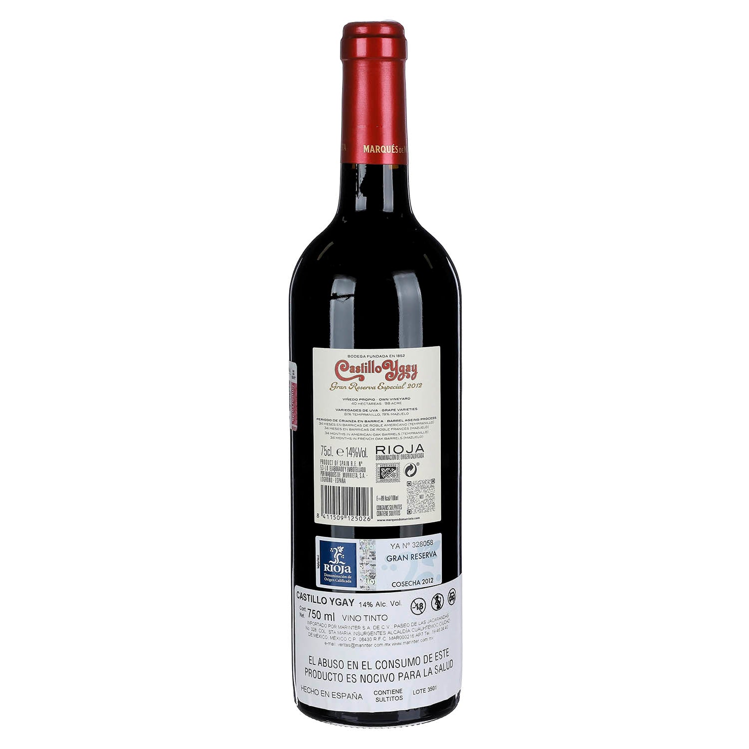 Vino Tinto Castillo Ygay 12 de 750 ml - España