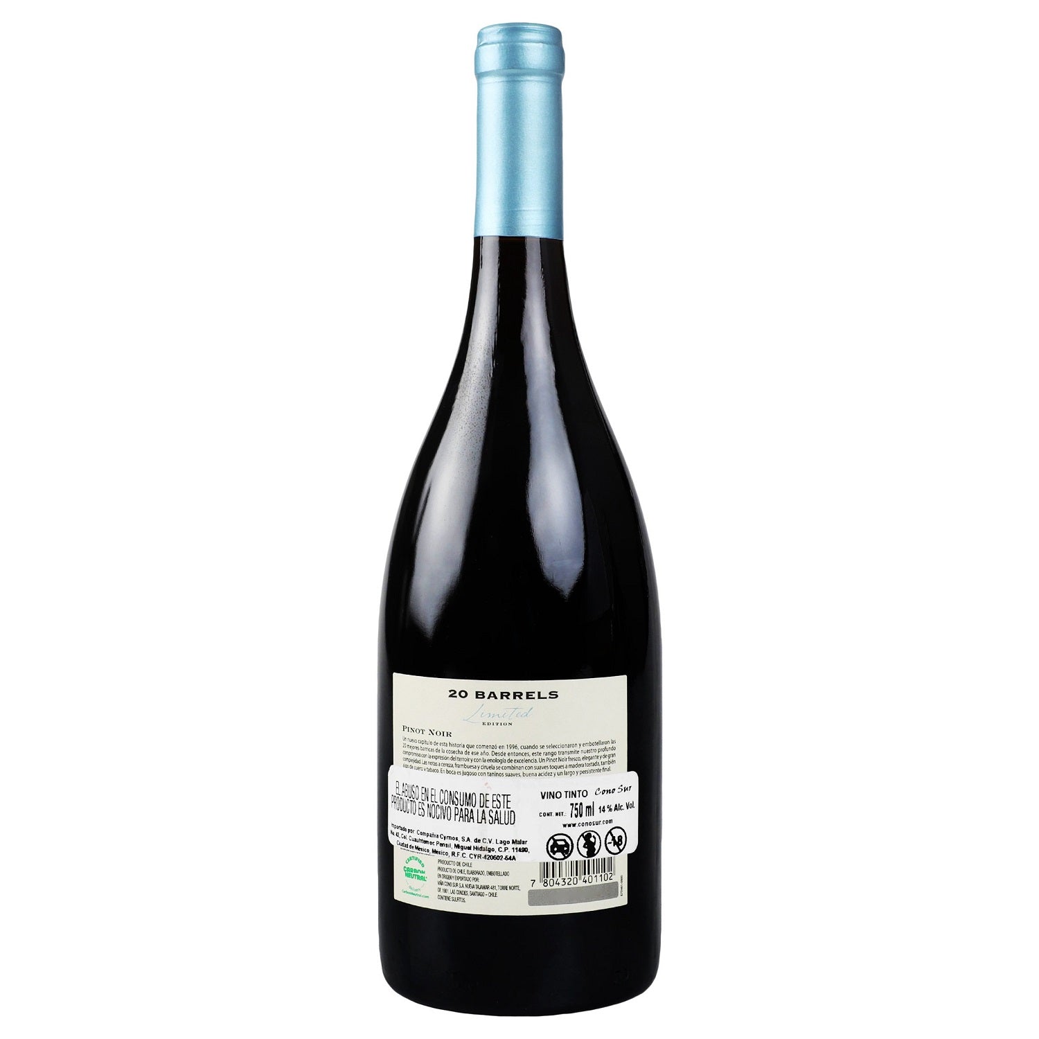 Vino Tinto - 20 Barrels Pinot Noir de 750 ml - Chile