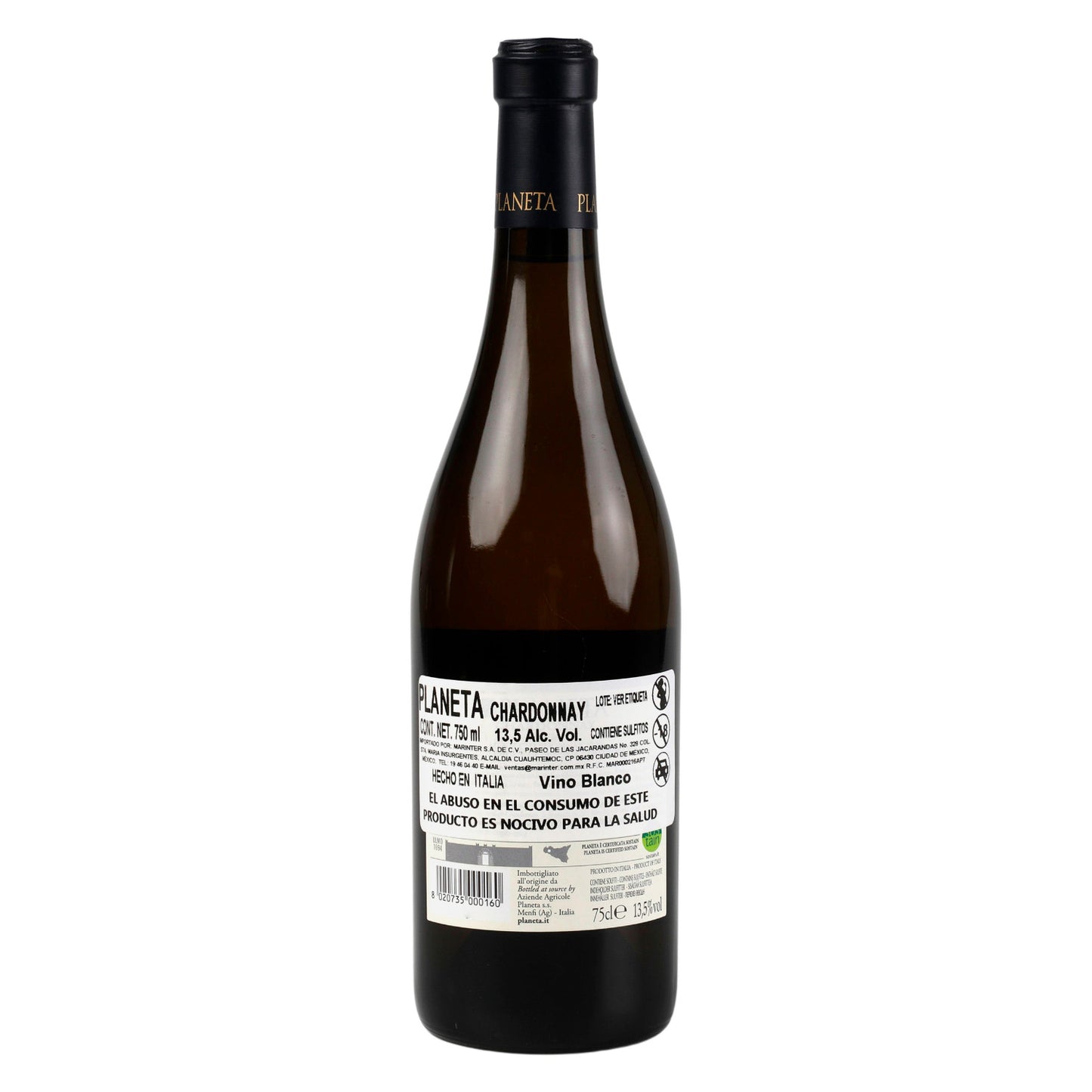 Vino Blanco Planeta Chardonnay 2020 de 750 ml - Italia