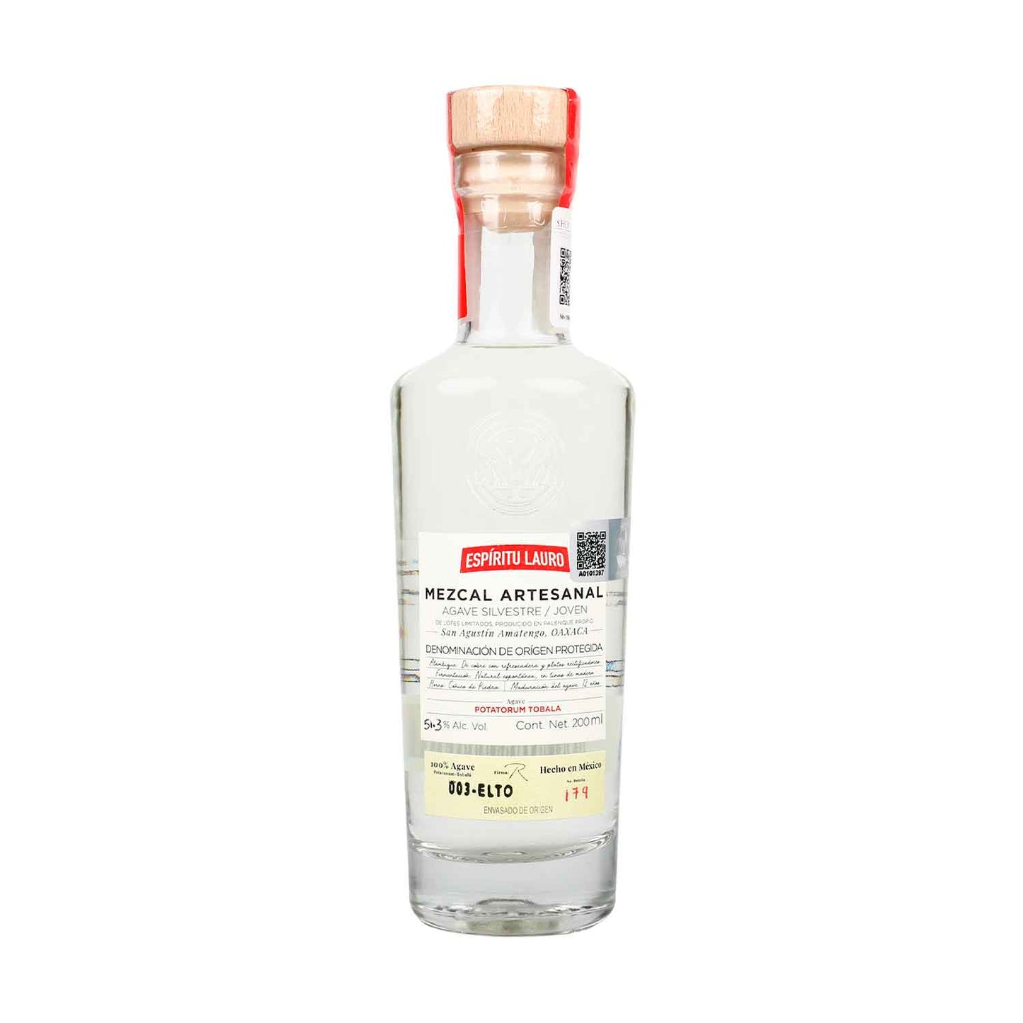 Mezcal Espíritu Lauro Silvestre Tobala de 200 ml - México