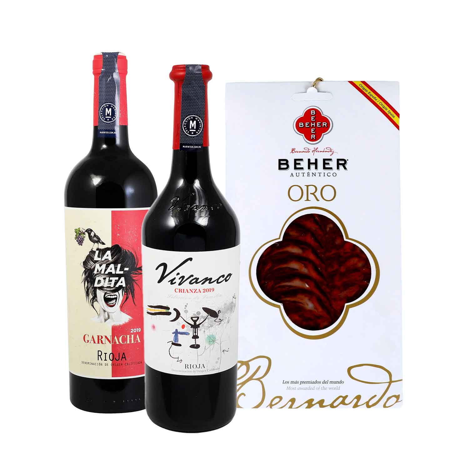 Kit Vinos La Rioja + Sobre Chorizo Beher 100g - España