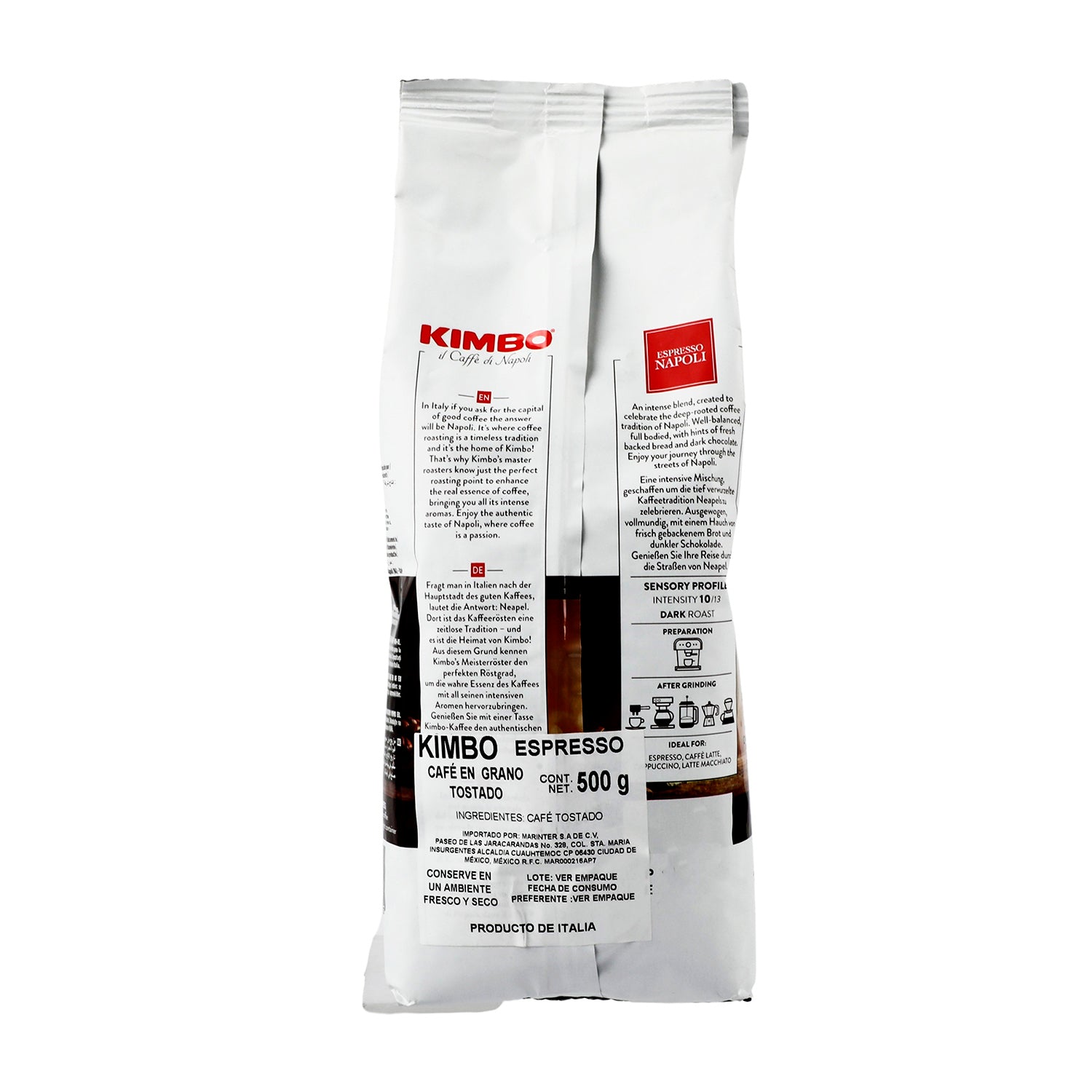 Café - Kimbo  cafe espresso Napolés en Grano - 500g - Italia