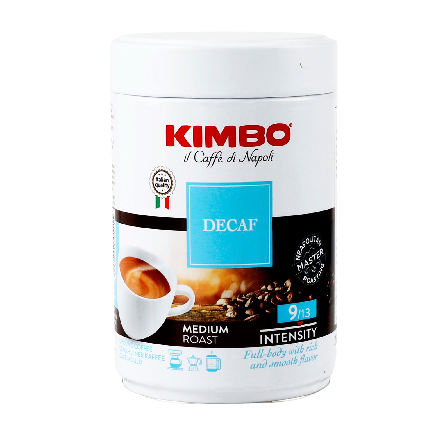 Café Kimbo Tostado y Molido Descafeinado Lata de 250 g - Italia